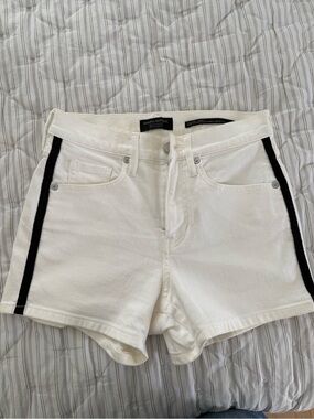 Banana Republic White Denim Shorts with Black Side Tape